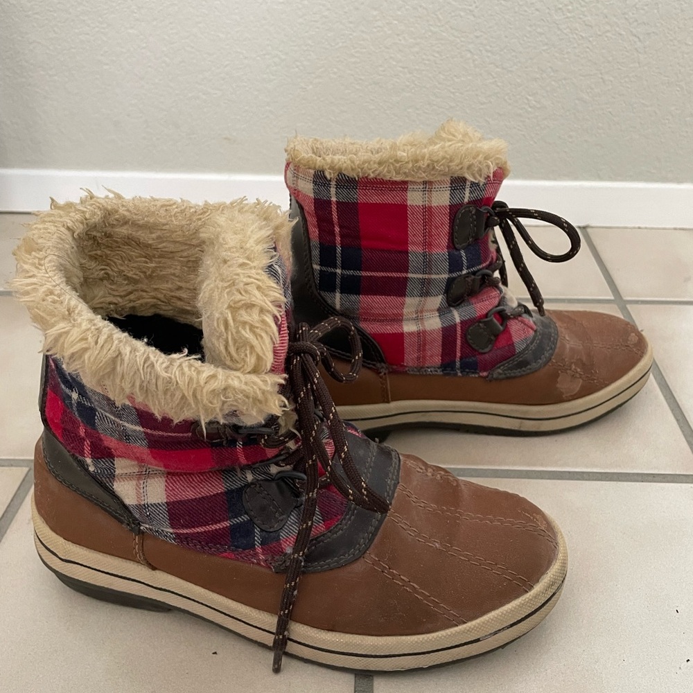 Plaid Furry Lace Boots